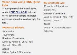 infos de contact ING direct